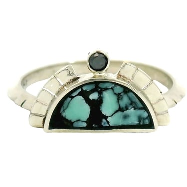 Turquoise and Black Diamond Rising Sol Ring