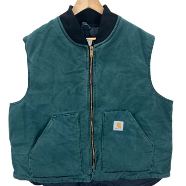 Vintage Carhartt V02 Green Quilt Lined Vest XXL
