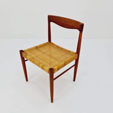 Danish teak & danish rattan dining chair by H. W. Klein for Bramin, 1960s, 