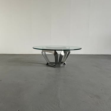 Modernist Aluminium Glass Vintage Coffee Table by Knut Hesterberg, 1970s Germany 