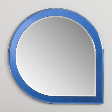 Italian mid century blue Mirror by Antonio Lupi for Crystal Luxor, 1960s 