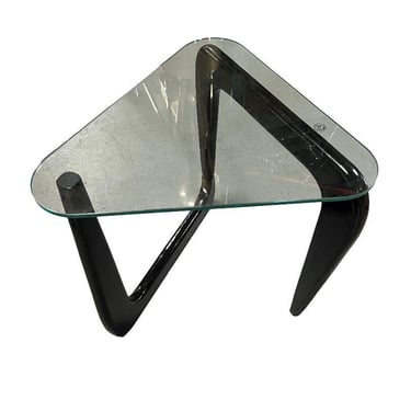 Noguchi Style Triangle Glass Top Wide Side Table 