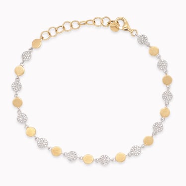 Pavé Diamond & Gold Disc Bracelet