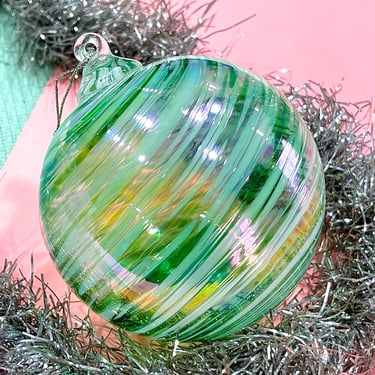 VINTAGE: Thick Glass Studio Lampwork Glass Ornament - Swirl Glass Ornaments 