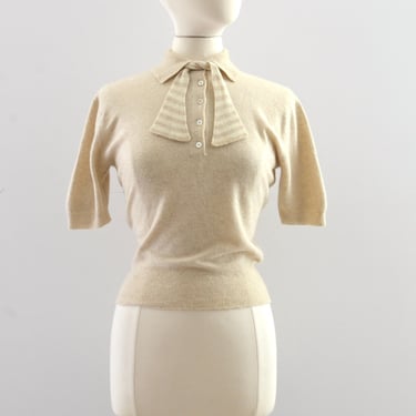 RESERVED | 1950s Apricot Cashmere Sweater by Dalton | XS/S