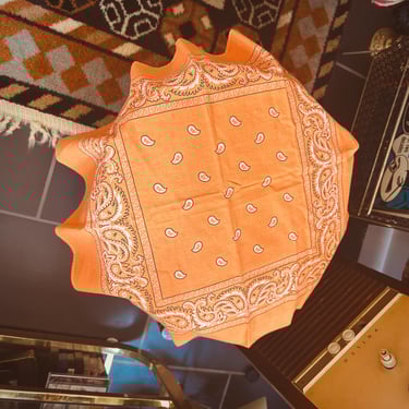 Vintage Peachy Orange  Bandana - 100% Cotton - Scarf - Handkerchief 
