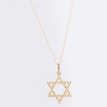 Large Beaded Star of David - 14k Gold