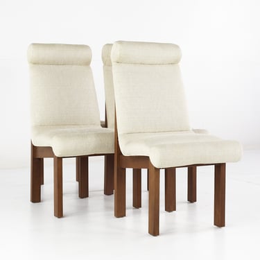 United Mid Century Tiki Brutalist Walnut Dining Chairs - Set of 4 - mcm 
