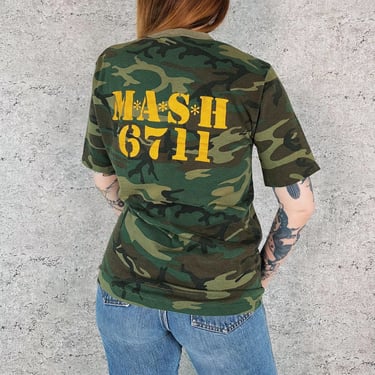 Camouflage Print Vintage MASH 6711 Pocket Tee Shirt T-Shirt 