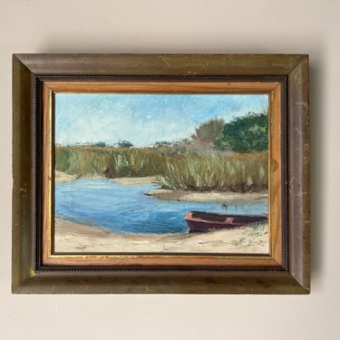 1950's Helen Stroh Marsh Landscape Oil Painting, Framed 