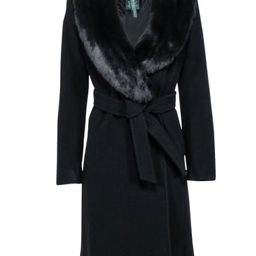 Lauren Ralph Lauren - Black Faux Fur Trim Coat Sz 6