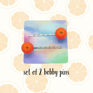 Orange Fruit Hair Clip Set Citrus Bobby Pin Clips 