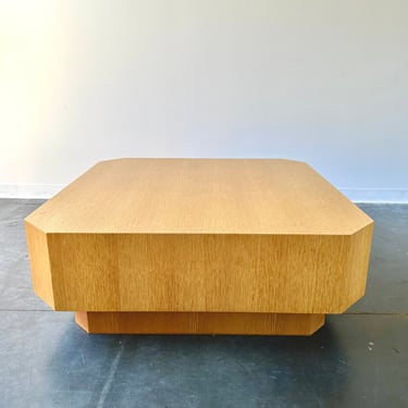 Milo Baughman style oak oversized coffee table 
