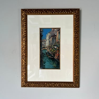Vintage Impressionist Venice Canal Oil Painting, Signed 