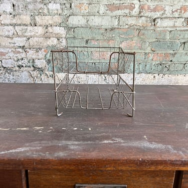 Vintage Wire Desktop Paper Tray Industrial Home and Office Decor 