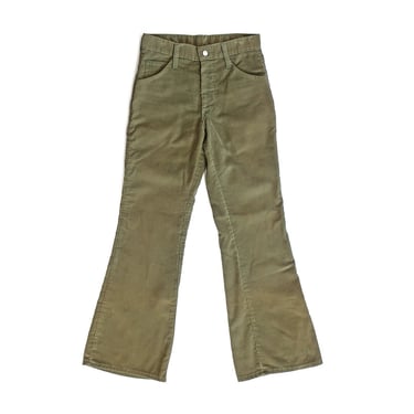 corduroy pants / vintage bell bottoms / 1960s Sears army green corduroy pants bell bottom flares 27 