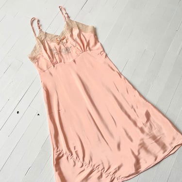 1940s Pink Embroidered Lace Slip 