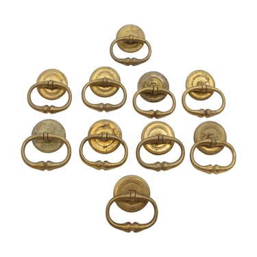 Set of 10 Traditional Solid Brass Circular Back Drawer Ring Pulls