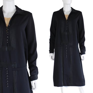 1920s Navy Blue Wool Middy Dress - 1920s Navy Blue Dress - 1920s Middy Dress - 1920s Wool Dress - 1920s Fall Dress | Size Medium / Large 