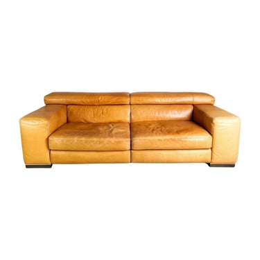 Original Natuzzi Sofa Couch Siena Cognac brown leather design 