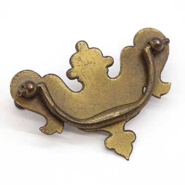 Vintage 3.75 in. Brass Plated Steel Chippendale Bail Drawer Pull