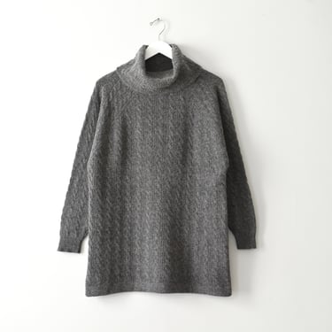 vintage angora turtleneck, gray funnel neck sweater 