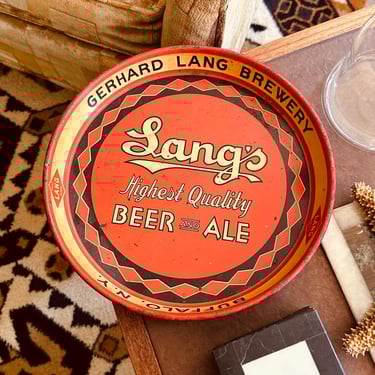 Vintage Metal 1950s Lang’s Beer & Ale Tray - Gerhard Lang Brewery- Buffalo, NY - Hard to Find 