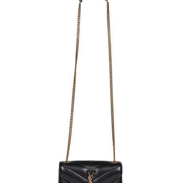 Saint Laurent Women Black Loulou Mini Crossbody Bag