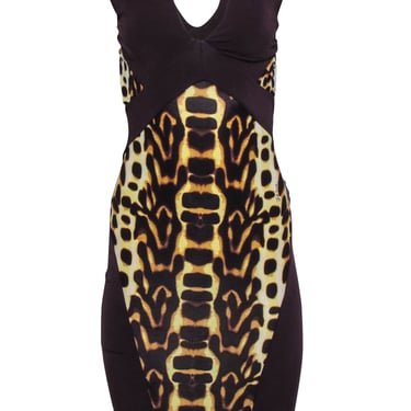 Just Cavalli - Leopard Print & Brown Sleeveless Open Back Dress Sz 4