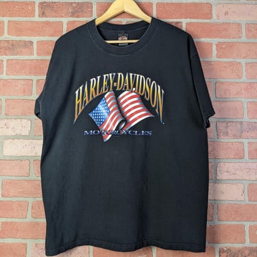 Vintage 90s Double Sided American Flag Harley Davidson ORIGINAL Biker Tee - Extra Large 