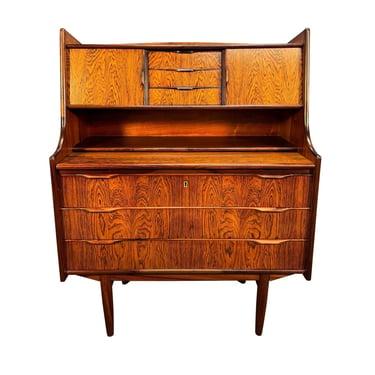 Vintage Danish Mid Century Modern Rosewood Secretary Desk 