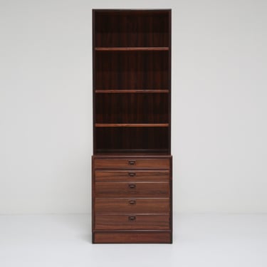 Vintage Narrow Danish Rosewood Bookcase, 1960s.