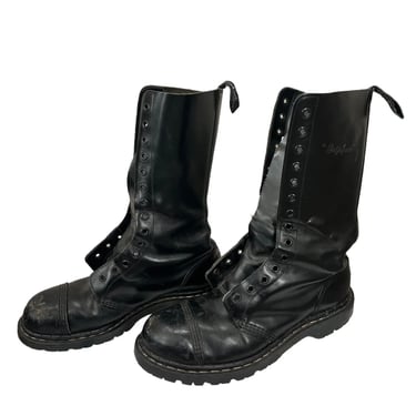 Vintage Gripfast Black Leather 14 Eye Tall Combat Boots Men’s Sz 9