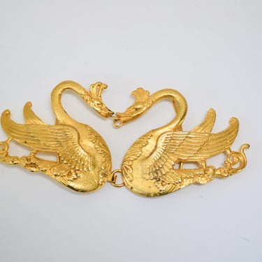 90s Vintage Gold Love Swan Belt Buckle Gold Wedding Belt Buckle Wedding Love Bird Vintage Swan Belt Buckle Large Gold Wedding Belt 