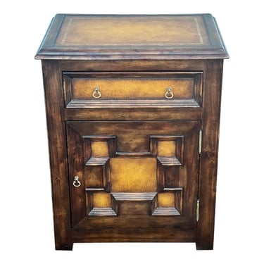 John Richards Fine Furniture Leather Embossed Jacobean Cabinet 