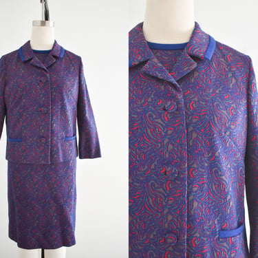 1960s Kensington Navy Knit Dress and Jacket Set 