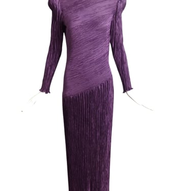 MARY MCFADDEN- 1980s Purple Plisse Gown, Size 8