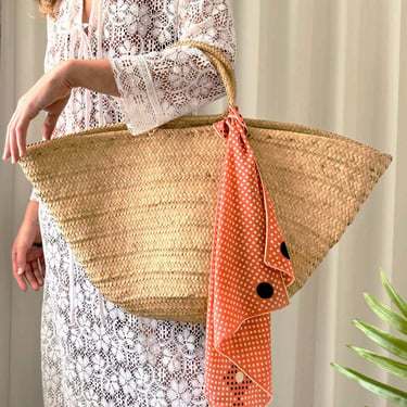 70s Oversized Raffia Beach Bag