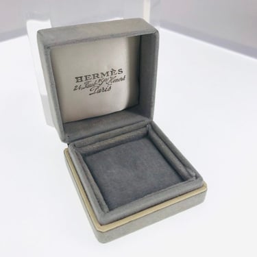 Vintage Hermes Box Jewelry Ring Cufflinks 1950 Grey Gift Storage 