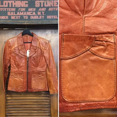 Vintage 1960’s Gandalf Hippie Rocker Leather Jacket, Fitted Jacket, 60’s Era Leather Jacket, Vintage Top, Vintage Clothing 
