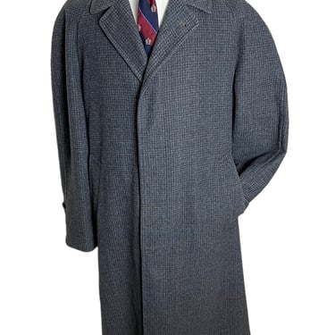 Vintage 1950s/1960s Wool Flannel Raglan Overcoat ~ size 44 L ~ Trench Coat / Balmacaan ~ 