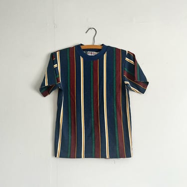 Vintage 90s ColorBlock Striped Shirt Single Stitched Boys Size M Adult Size S/XS 