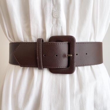 wide brown belt vintage faux vegan leather belt 