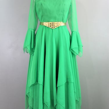 Celebrity Sighting - Handkerchief Hemlines - Cocktail Dress - Circa 1970s - Hollywood Regency - Estimated size M 8/10 