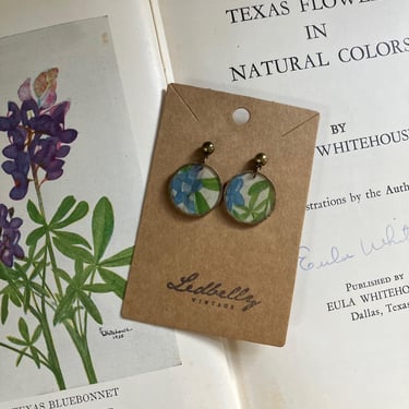 Vintage BlueBonnet Earrings | Vintage Book Earrings | Book Art Earrings | Resin Book Jewelry | Resin Jewelry | Vintage Book Cover 