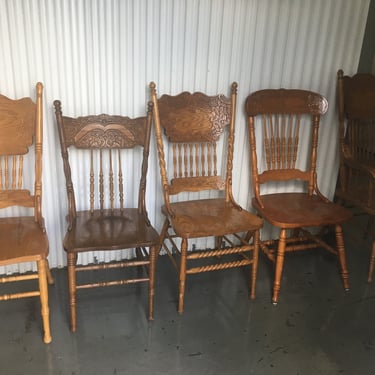 Vintage wood rustic dining chairs set 6 unpainted mis match 