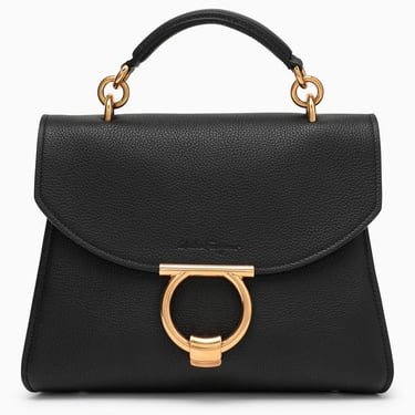 Ferragamo Black Leather Gancini Handbag Women