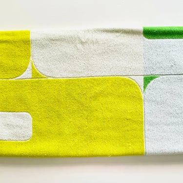 Vintage 1970s Retro MOD Geometric Lime Green Seven Seas Brazil Cotton Beach Towel 