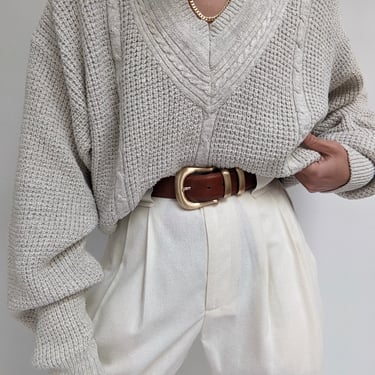 Vintage Pale Grey Collegiate Sweater