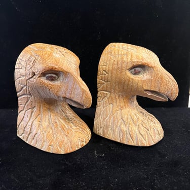 American Eagle Ceramic Bookends Faux Wood Finish